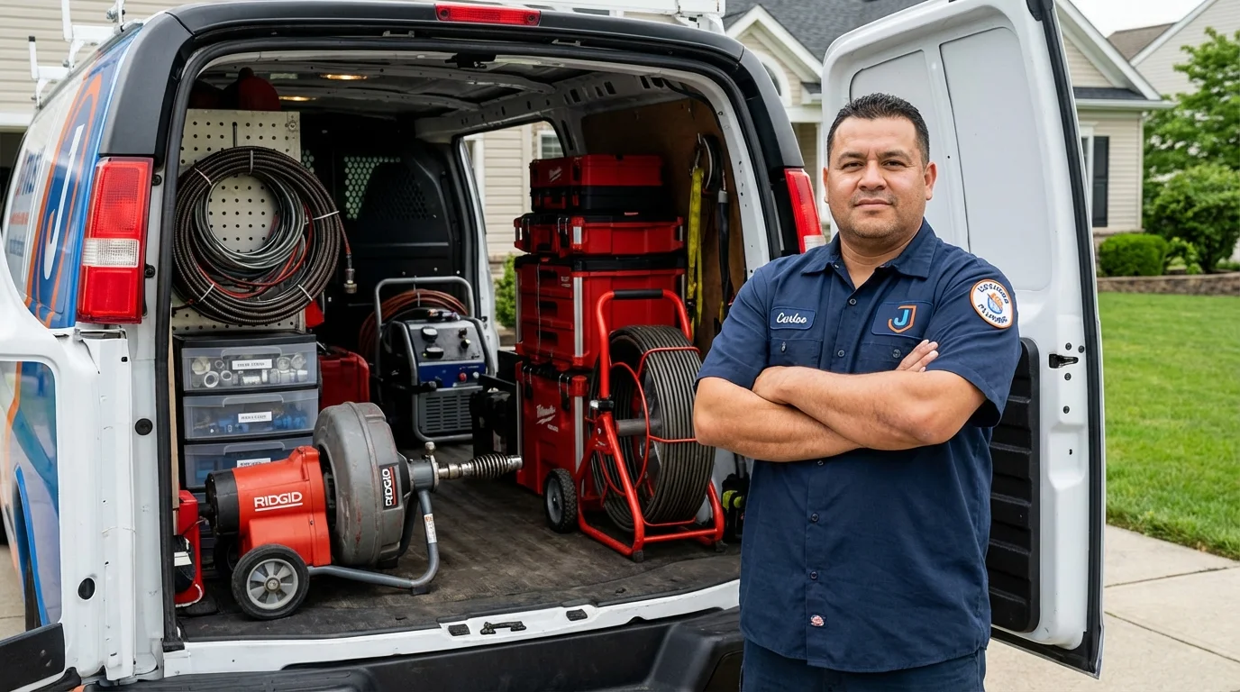 Professional drain cleaning equipment and Johns Plumbing LLC plumber in Tivoli