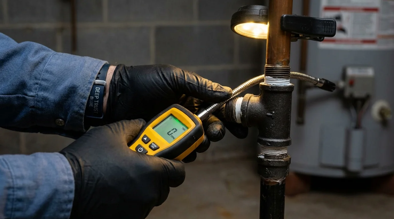 Gas leak detection with electronic sniffer by Johns Plumbing LLC in Tivoli