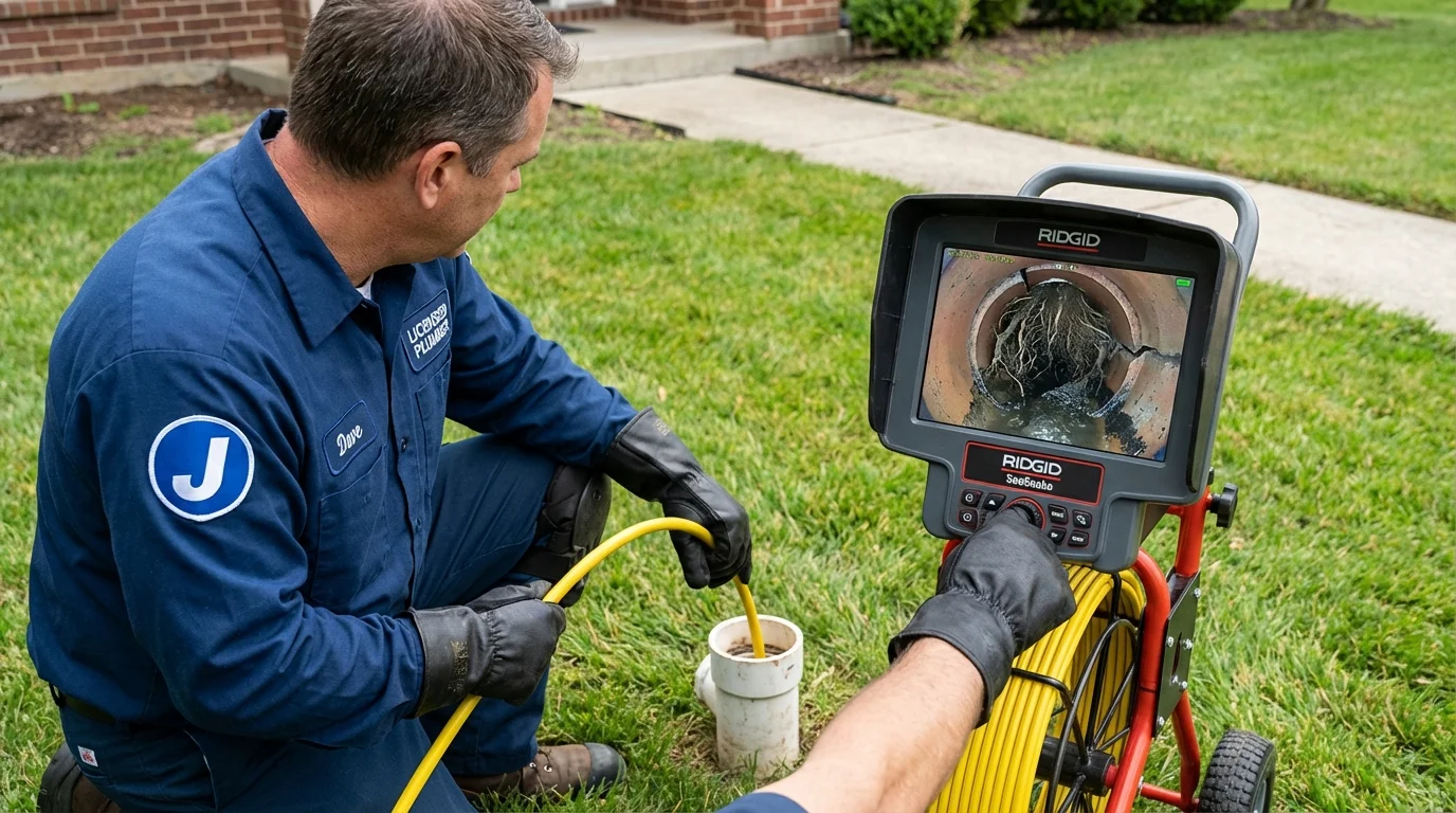 Sewer camera inspection being performed by Johns Plumbing LLC in Tivoli