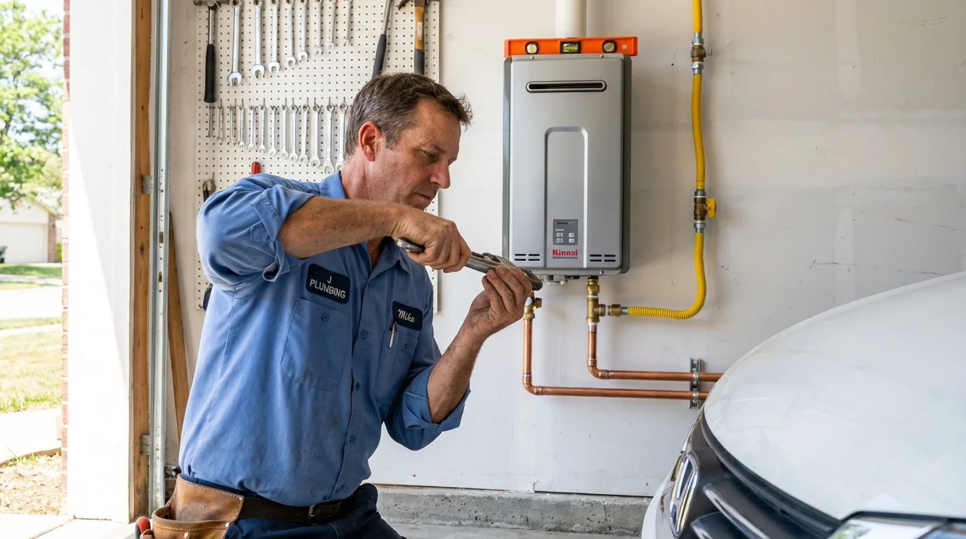 Tankless water heater installation by a Johns Plumbing LLC plumber in Tivoli